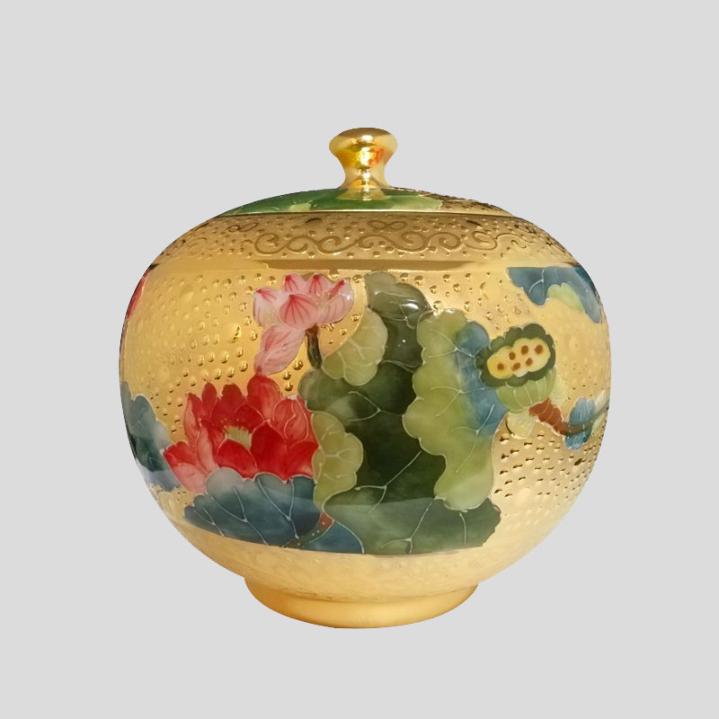 金荷花聚寶茶甕