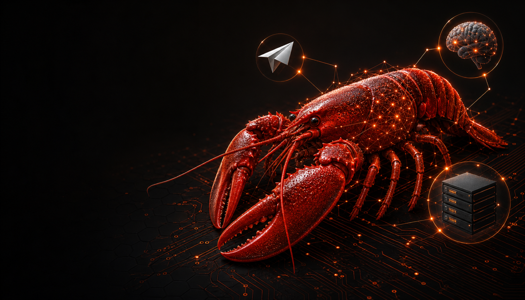 龍蝦 OpenClaw 安裝指南封面 — AI Agent 系統視覺